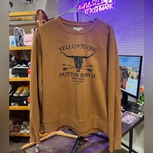 Amazon Essentials Brown Crewneck Sweatshirt with Black Yellowstone Graphic